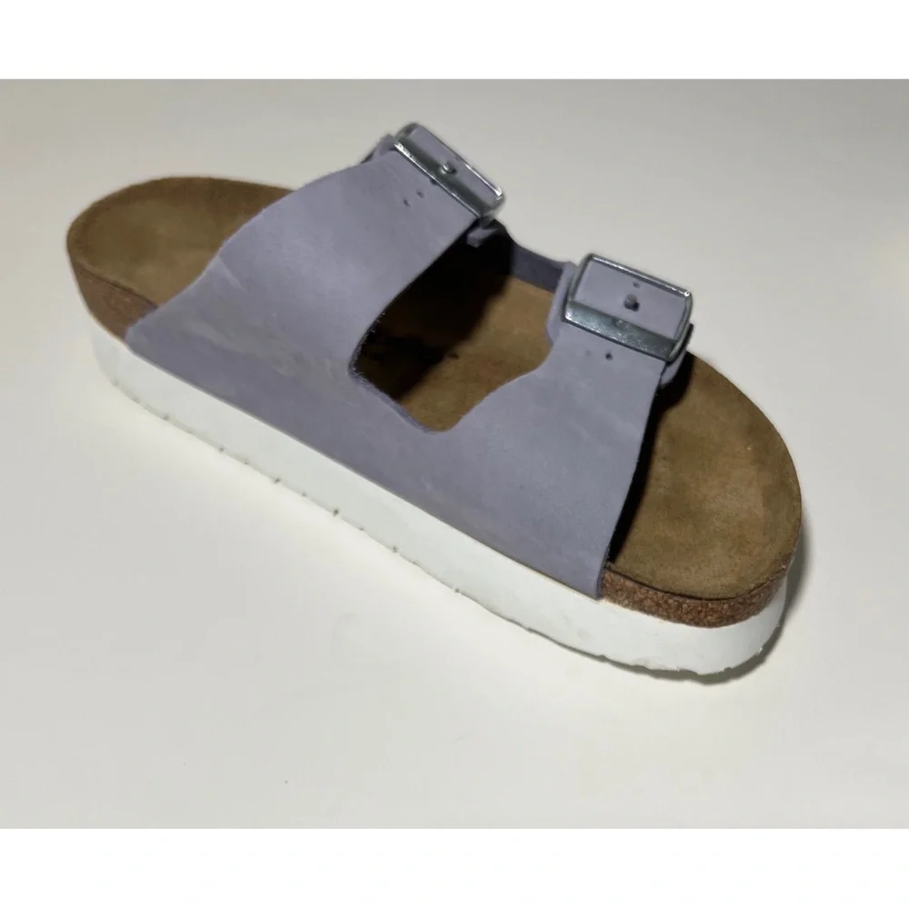 +Birkenstock Papillio Arizona Platform Nubuck Leather - Purple Fog 39